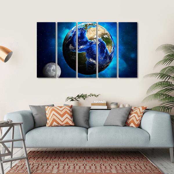 Earth Planet Canvas Wall Art-5 Horizontal-Gallery Wrap-22" x 12"-Tiaracle