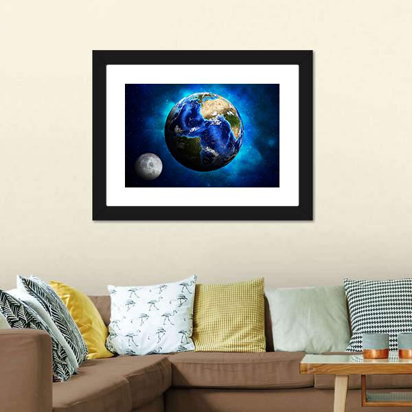 Earth Planet Canvas Wall Art-1 Piece-Framed Print-20" x 16"-Tiaracle