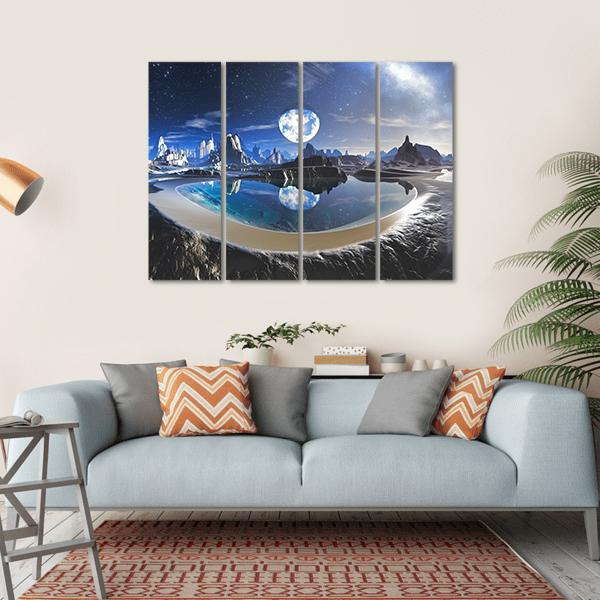 Earth Reflection In Crystal Pool Canvas Wall Art-4 Horizontal-Gallery Wrap-34" x 24"-Tiaracle