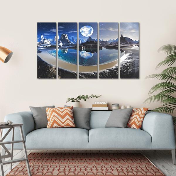 Earth Reflection In Crystal Pool Canvas Wall Art-5 Horizontal-Gallery Wrap-22" x 12"-Tiaracle