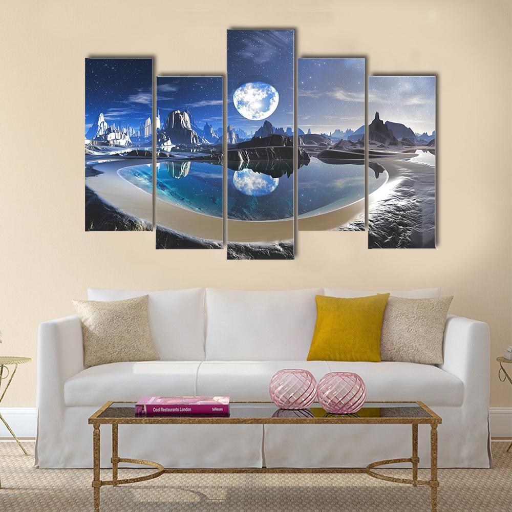 Earth Reflection In Crystal Pool Canvas Wall Art-5 Pop-Gallery Wrap-47" x 32"-Tiaracle