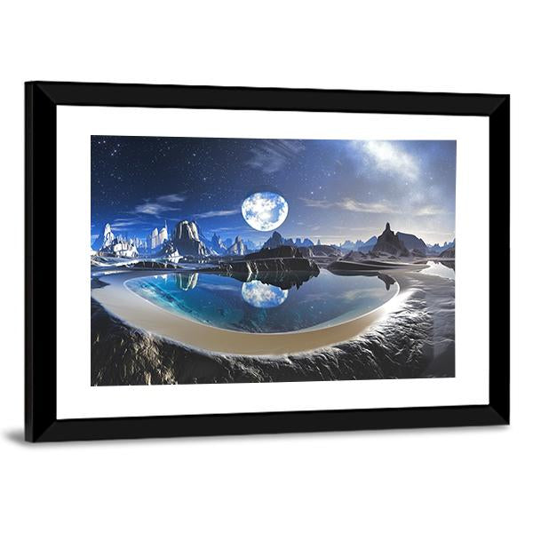 Earth Reflection In Crystal Pool Canvas Wall Art-3 Horizontal-Gallery Wrap-25" x 16"-Tiaracle