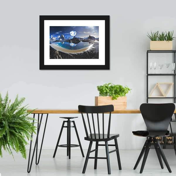 Earth Reflection In Crystal Pool Canvas Wall Art-3 Horizontal-Gallery Wrap-25" x 16"-Tiaracle
