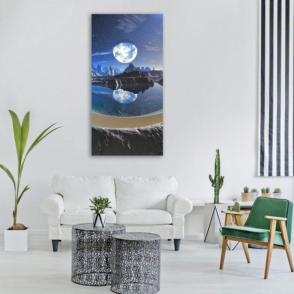 Earth Reflection In Crystal Pool Vertical Canvas Wall Art-3 Vertical-Gallery Wrap-12" x 25"-Tiaracle