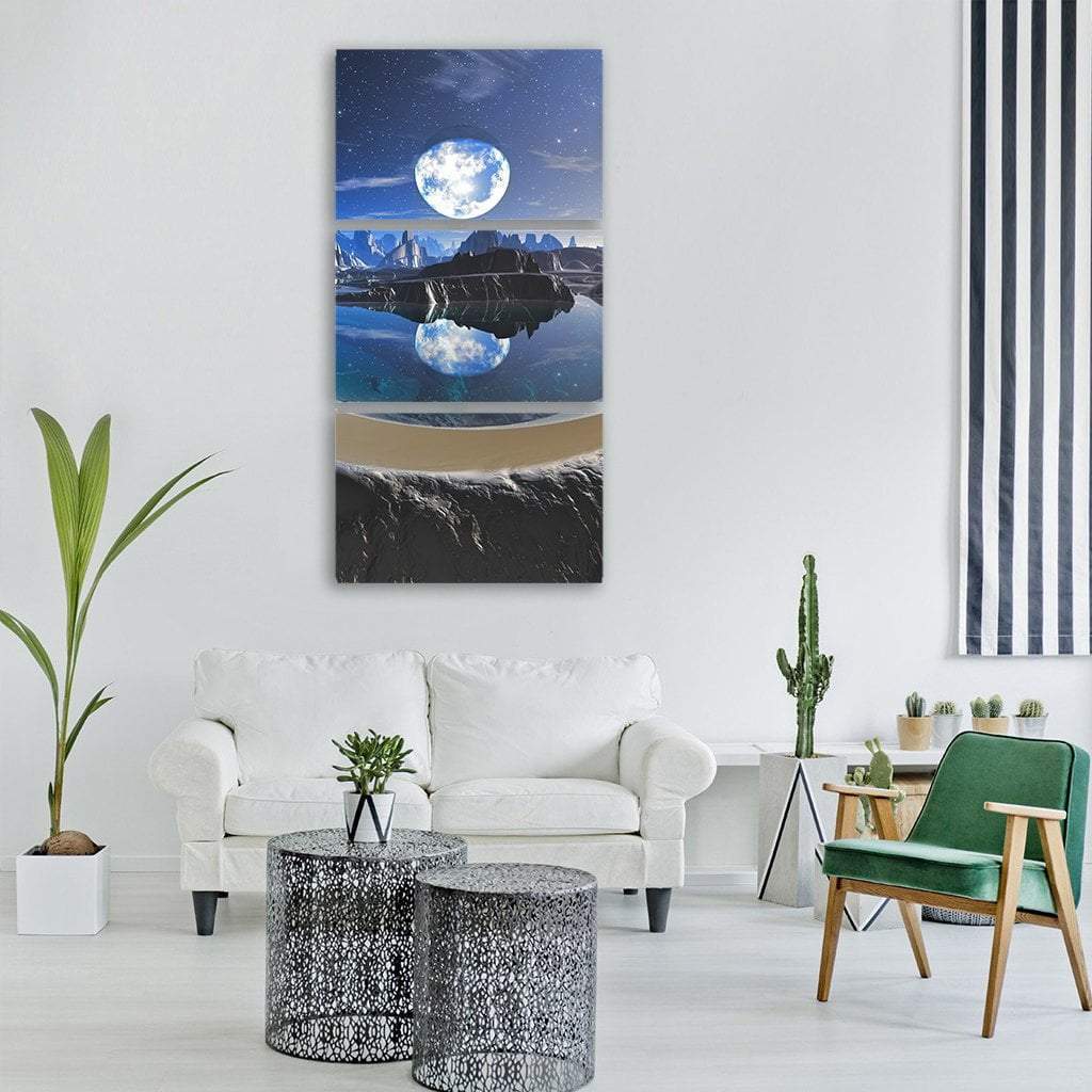 Earth Reflection In Crystal Pool Vertical Canvas Wall Art-3 Vertical-Gallery Wrap-12" x 25"-Tiaracle