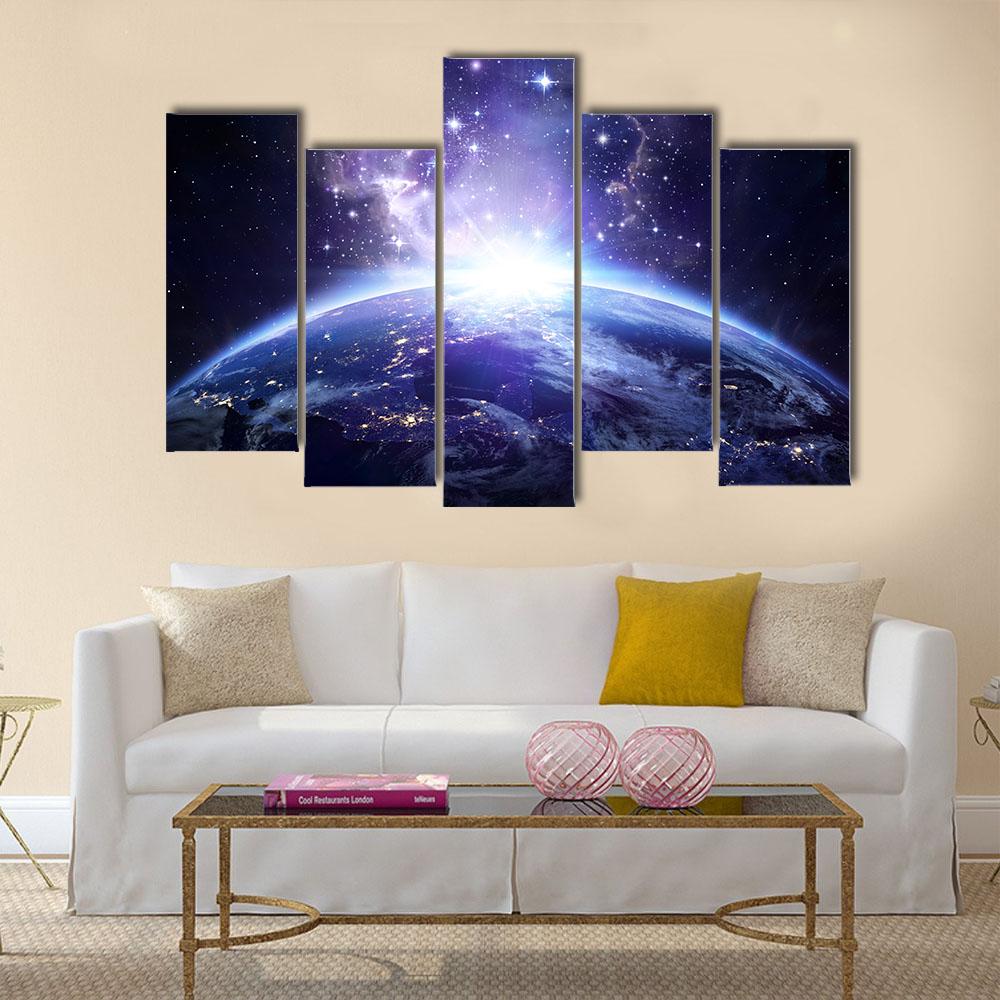 Earth From Milky Way Canvas Wall Art-5 Pop-Gallery Wrap-32" x 21"-Tiaracle