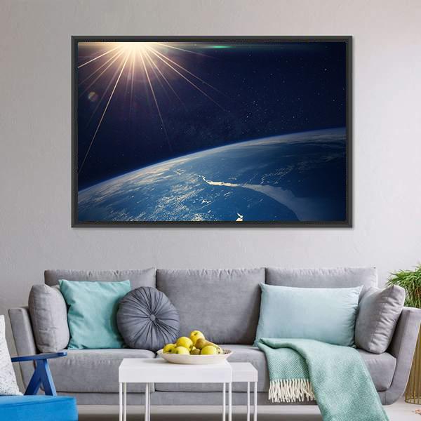 Earth View From Space Canvas Wall Art-3 Horizontal-Gallery Wrap-25" x 16"-Tiaracle