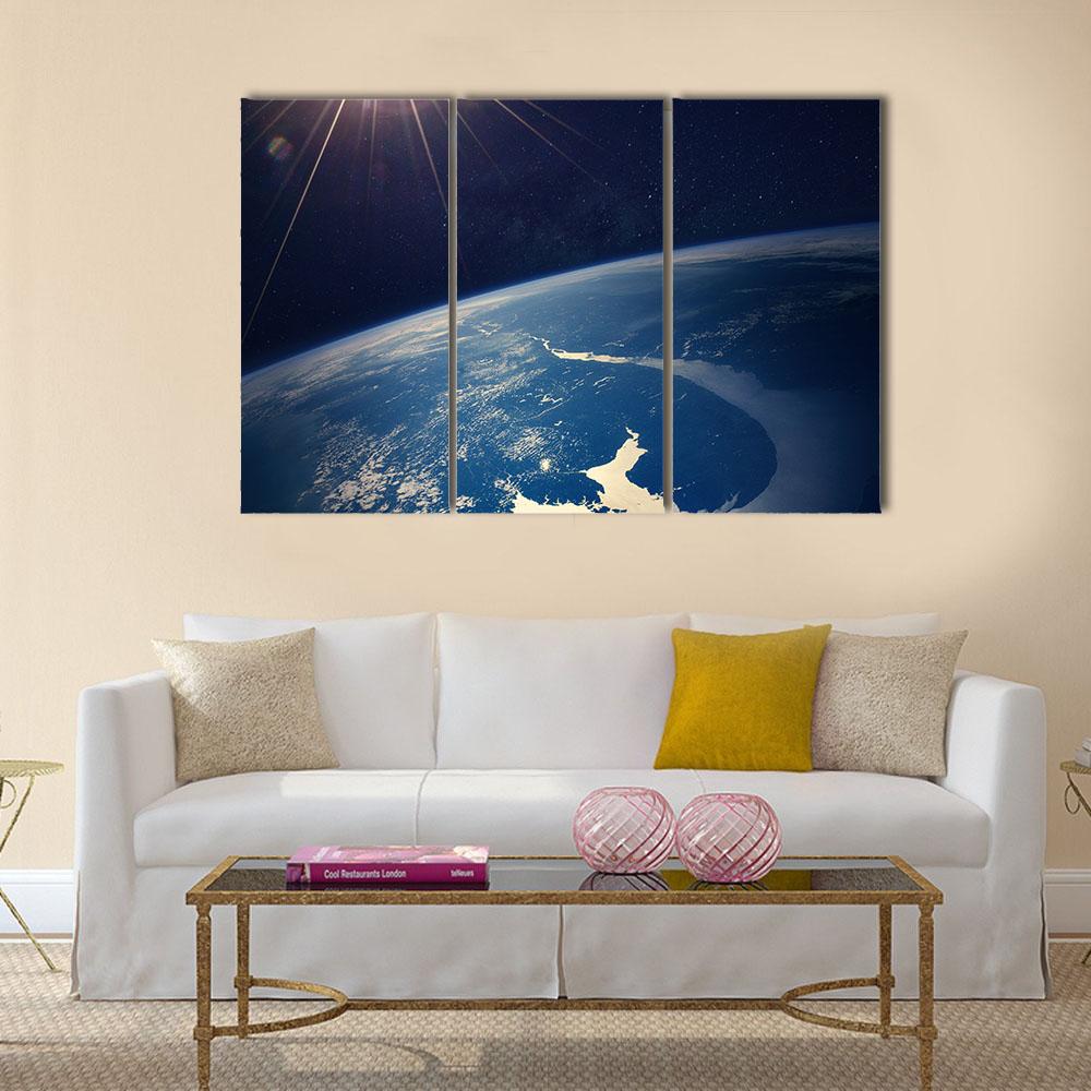 Earth View From Space Canvas Wall Art-1 Piece-Gallery Wrap-24" x 16"-Tiaracle