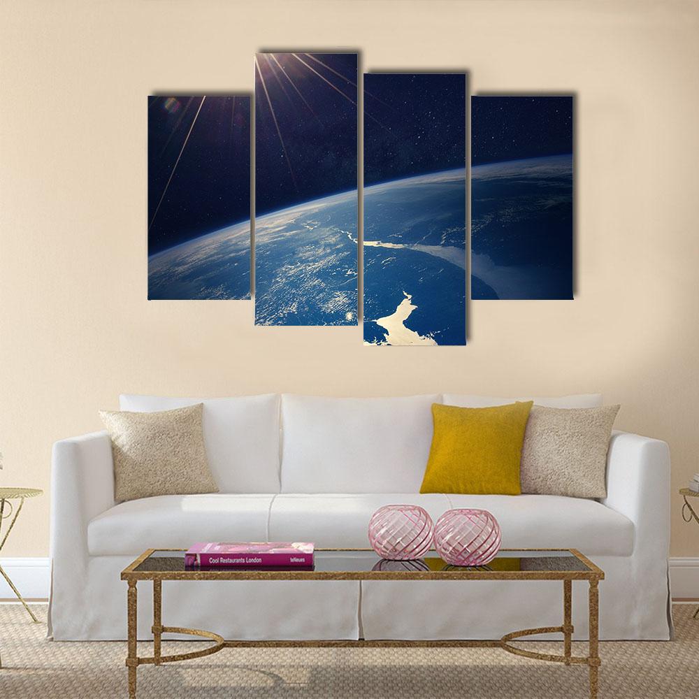 Earth View From Space Canvas Wall Art-4 Pop-Gallery Wrap-34" x 20"-Tiaracle