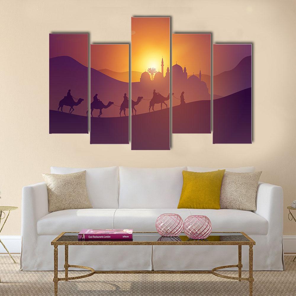 Desert Arabic Landscape Canvas Wall Art-5 Pop-Gallery Wrap-32" x 21"-Tiaracle