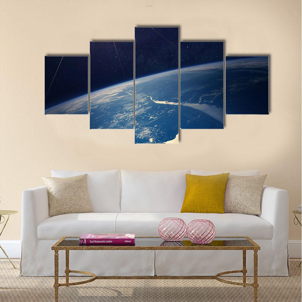 Earth View From Space Canvas Wall Art-5 Star-Gallery Wrap-42" x 21"-Tiaracle