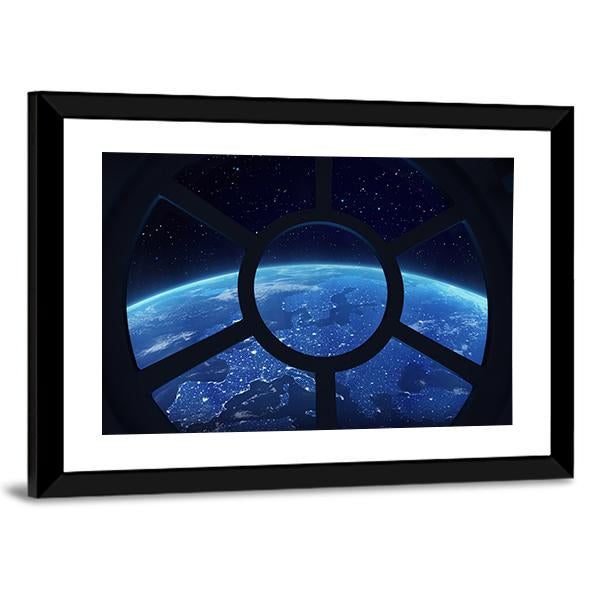 Earth View From Space Station Window Panoramic Canvas Wall Art-1 Piece-36" x 12"-Tiaracle