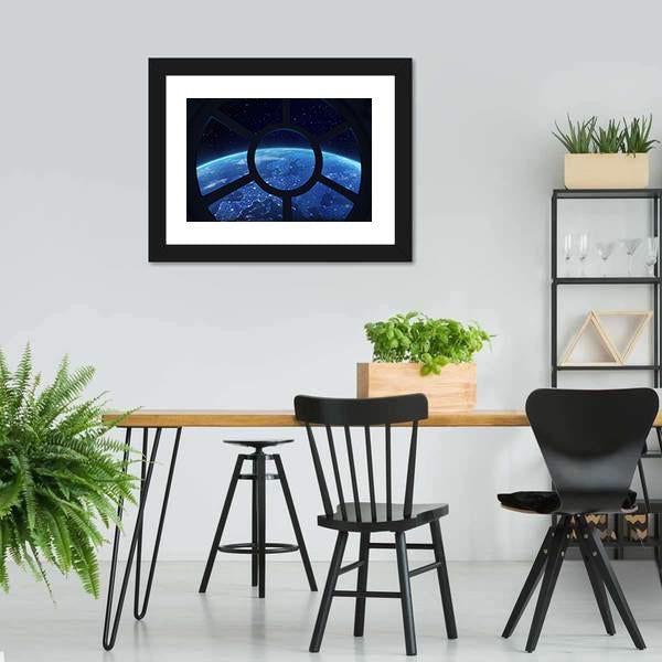 Earth View From Space Station Window Panoramic Canvas Wall Art-1 Piece-36" x 12"-Tiaracle