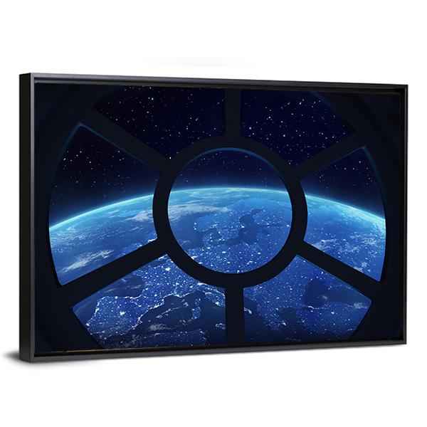Earth View From Space Station Window Panoramic Canvas Wall Art-1 Piece-36" x 12"-Tiaracle