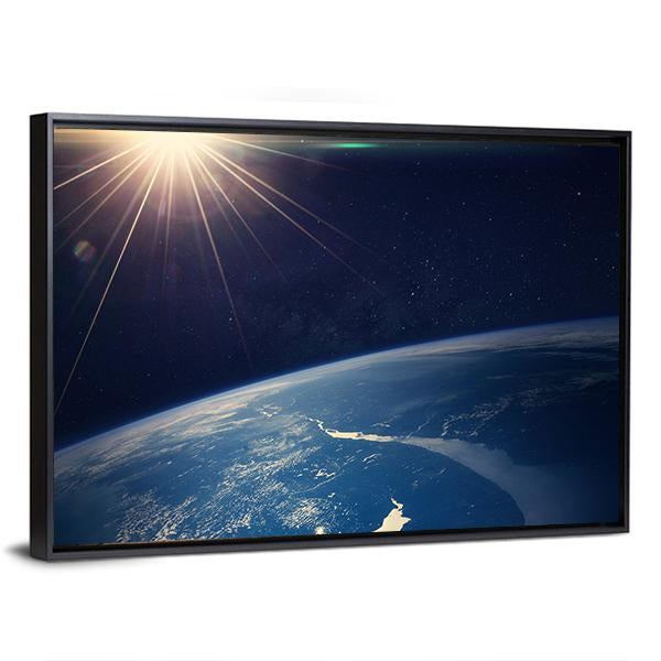 Earth View From Space Vertical Canvas Wall Art-3 Vertical-Gallery Wrap-12" x 25"-Tiaracle
