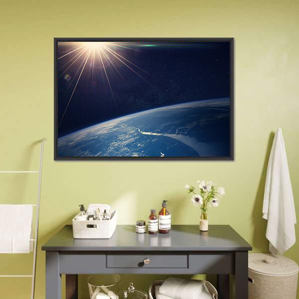 Earth View From Space Vertical Canvas Wall Art-3 Vertical-Gallery Wrap-12" x 25"-Tiaracle