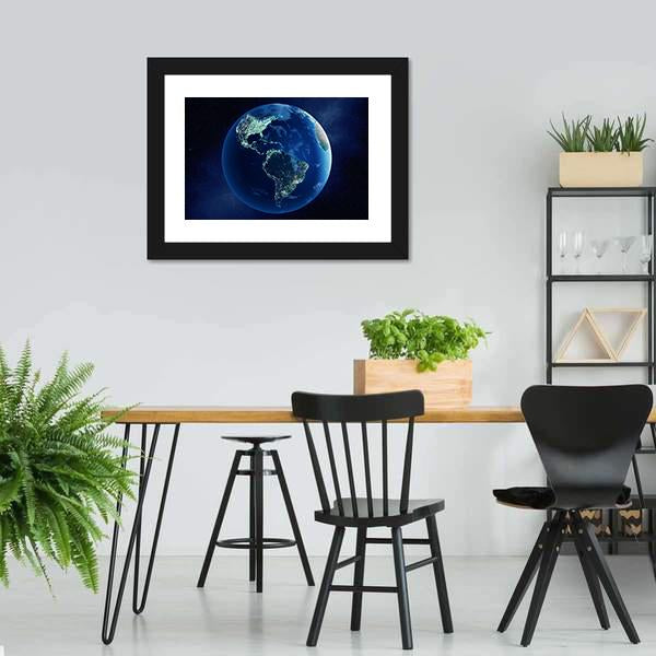 Earth With City Lights Vertical Canvas Wall Art-3 Vertical-Gallery Wrap-12" x 25"-Tiaracle