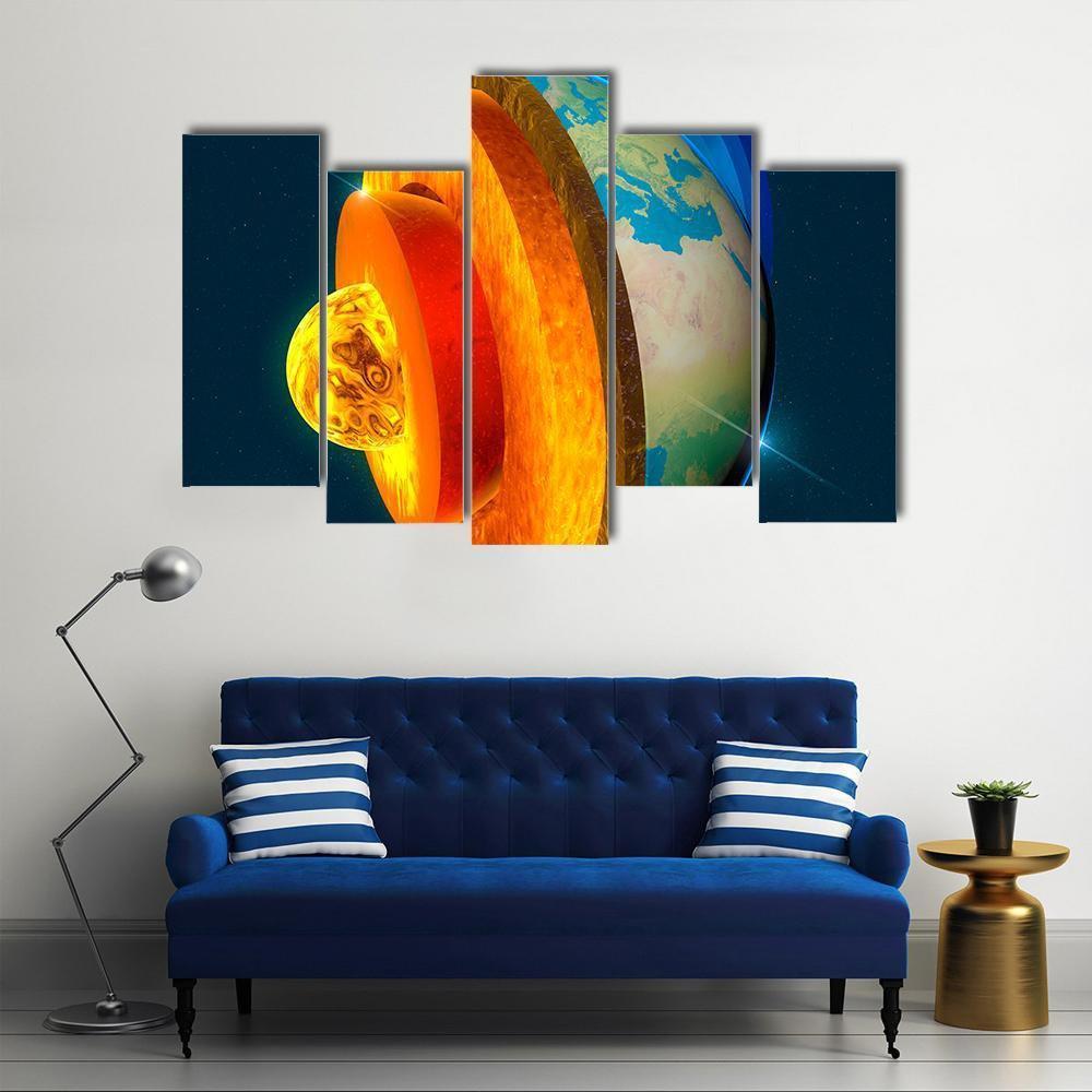 Earth's Core Canvas Wall Art-5 Pop-Gallery Wrap-47" x 32"-Tiaracle