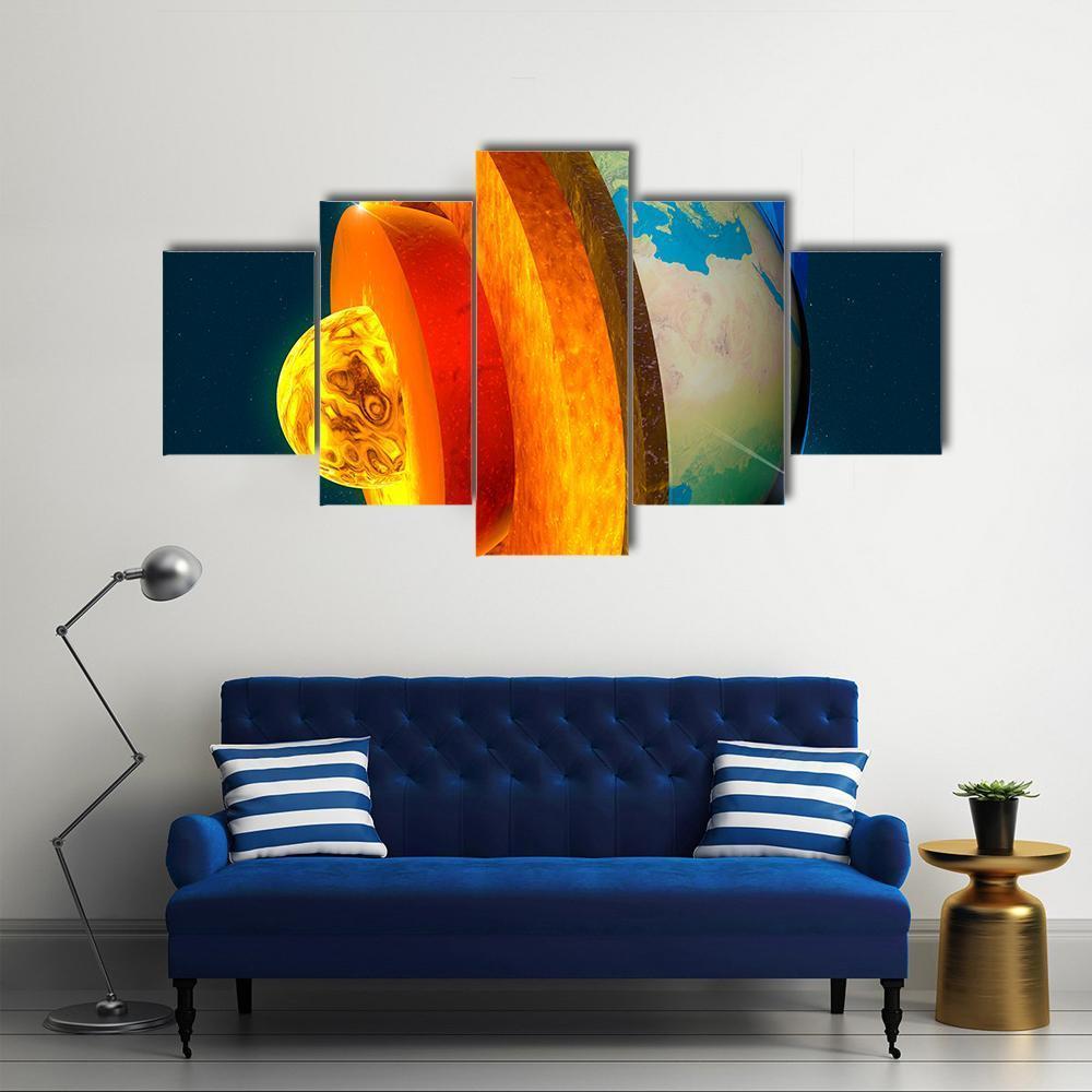 Earth's Core Canvas Wall Art-5 Star-Gallery Wrap-62" x 32"-Tiaracle