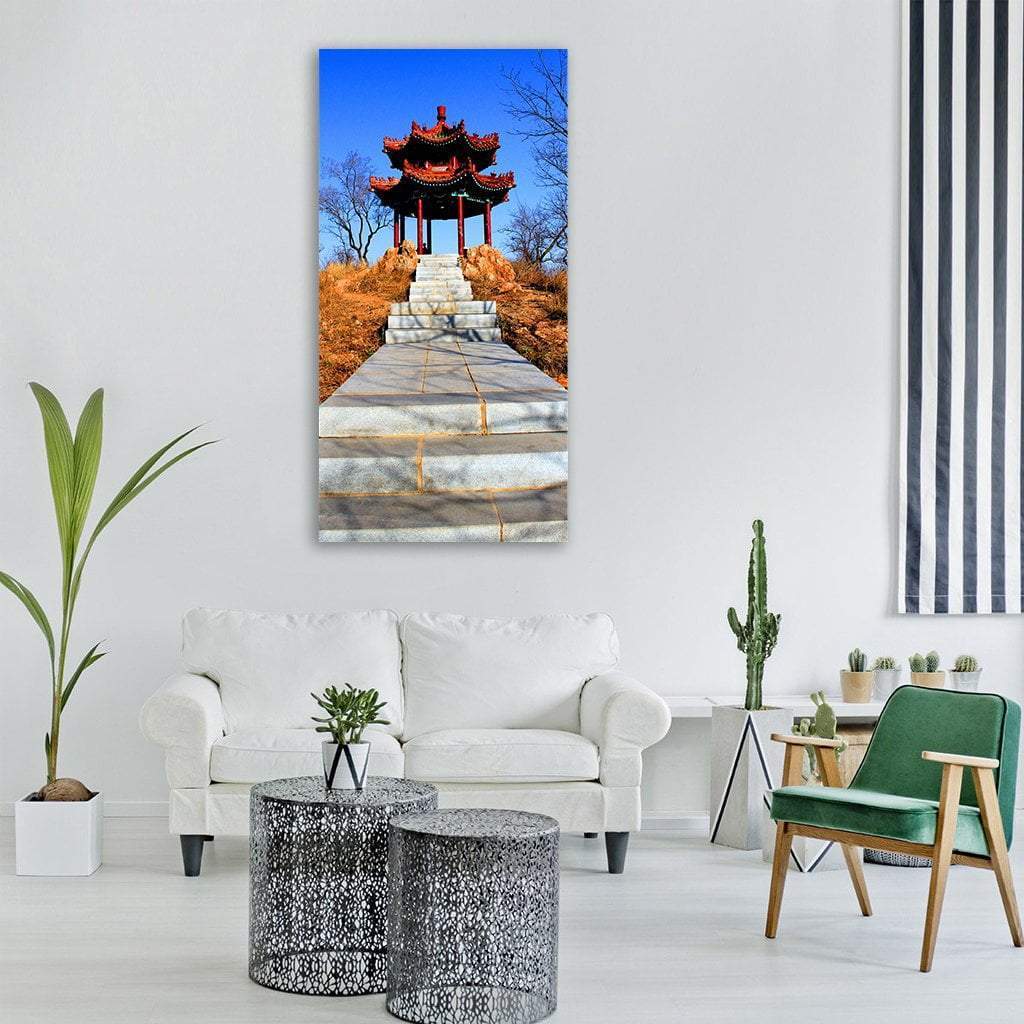 East Asian Culture Pagoda In China Vertical Canvas Wall Art-3 Vertical-Gallery Wrap-12" x 25"-Tiaracle