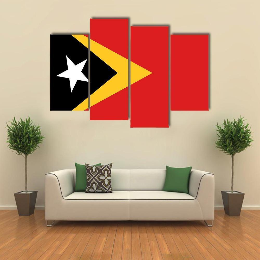 East Timor Flag Canvas Wall Art-4 Pop-Gallery Wrap-50" x 32"-Tiaracle