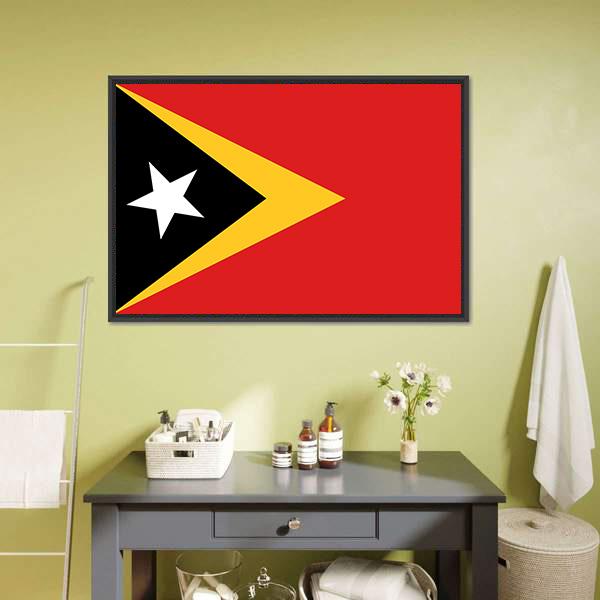 East Timor Flag Canvas Wall Art-3 Horizontal-Gallery Wrap-25" x 16"-Tiaracle