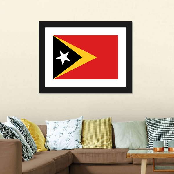 East Timor Flag Canvas Wall Art-1 Piece-Framed Print-20" x 16"-Tiaracle