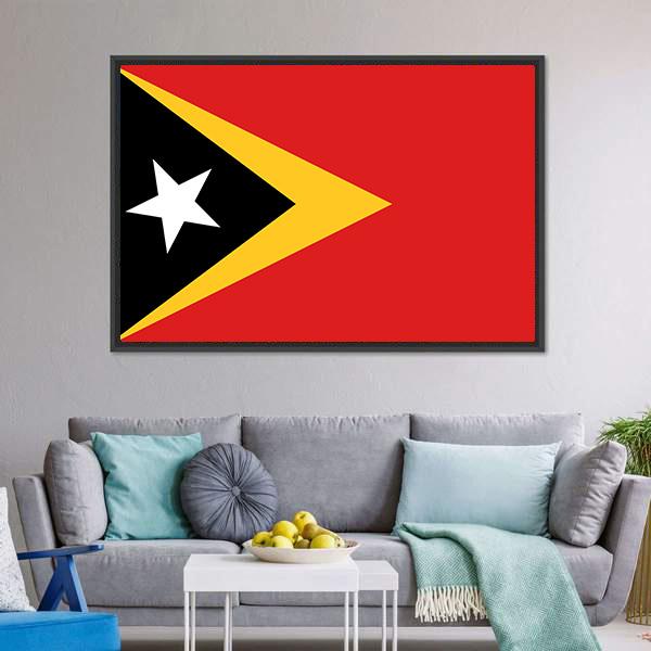 East Timor Flag Panoramic Canvas Wall Art-1 Piece-36" x 12"-Tiaracle