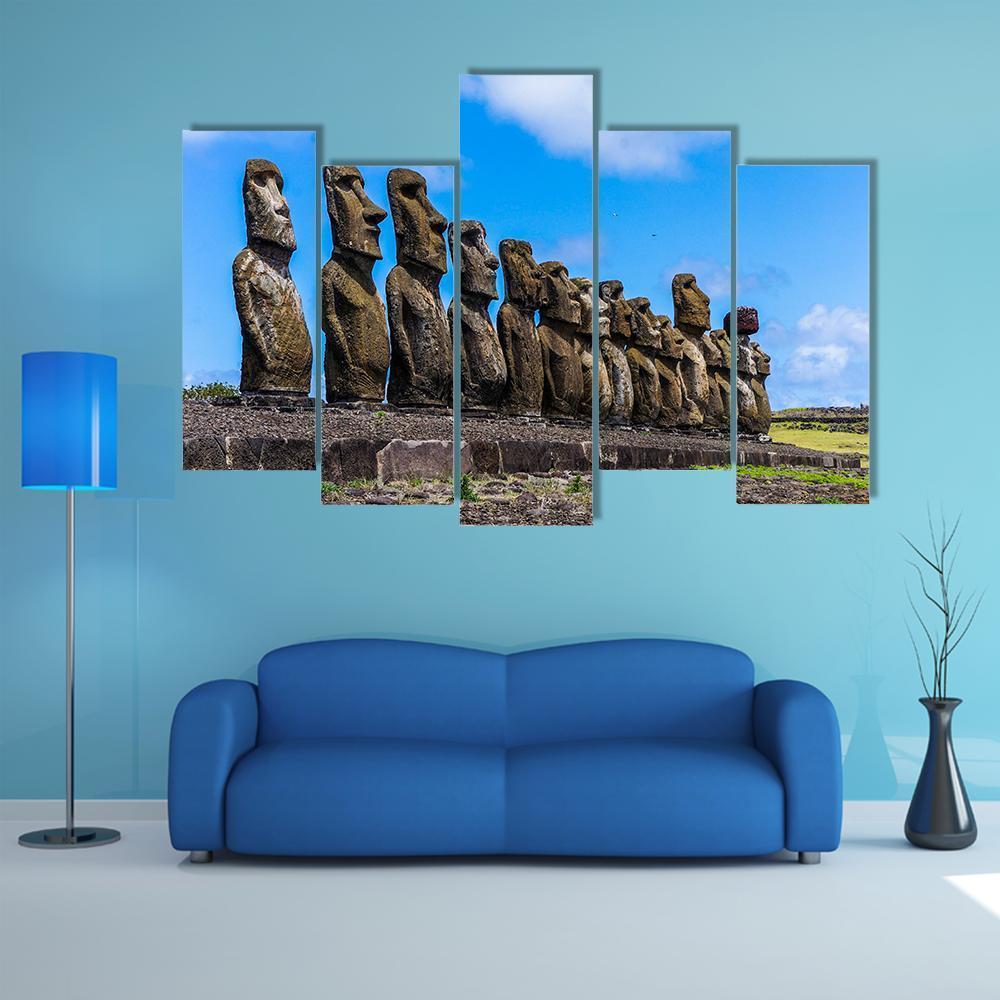 Easter Island Chile Canvas Wall Art-5 Pop-Gallery Wrap-47" x 32"-Tiaracle