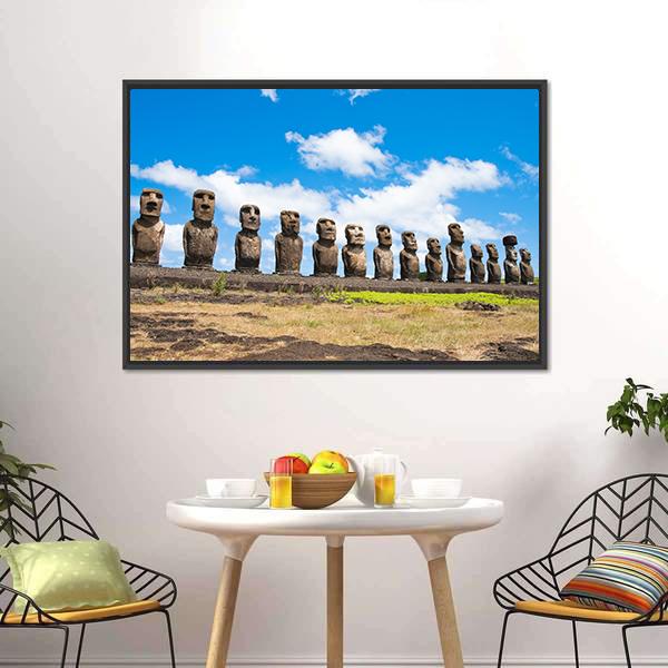 Easter Island In Chile Canvas Wall Art-1 Piece-Floating Frame-24" x 16"-Tiaracle