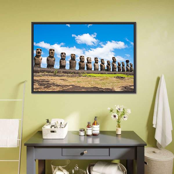 Easter Island In Chile Canvas Wall Art-5 Horizontal-Gallery Wrap-22" x 12"-Tiaracle