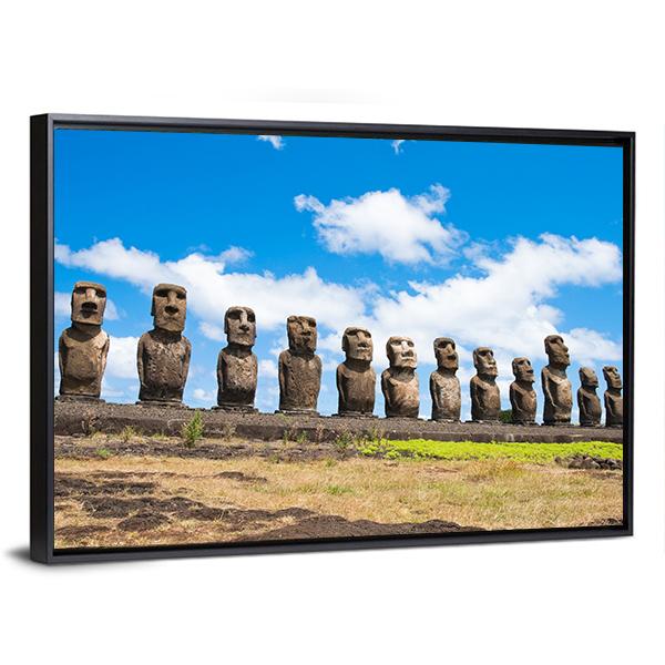 Easter Island In Chile Canvas Wall Art-5 Horizontal-Gallery Wrap-22" x 12"-Tiaracle