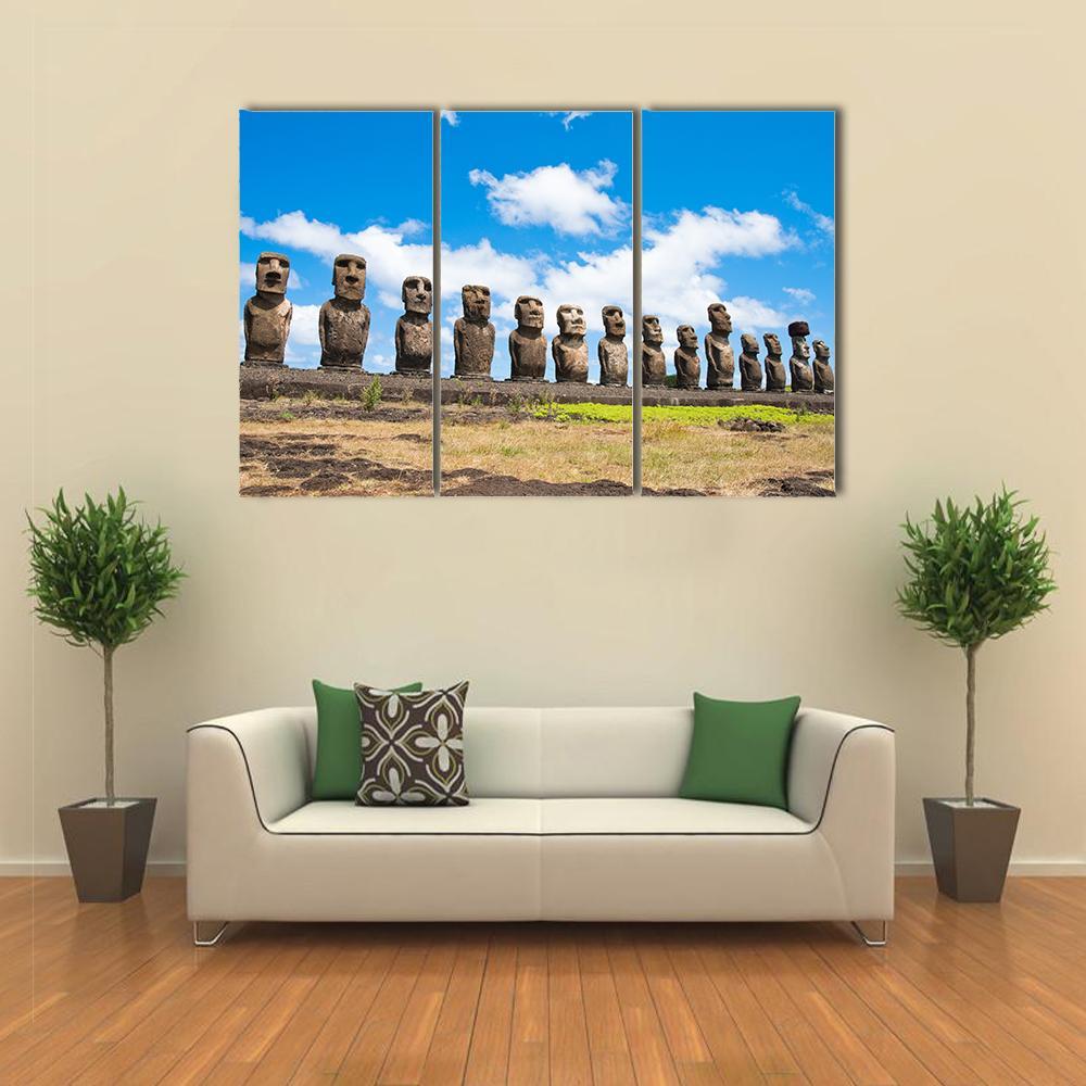 Easter Island In Chile Canvas Wall Art-3 Horizontal-Gallery Wrap-37" x 24"-Tiaracle