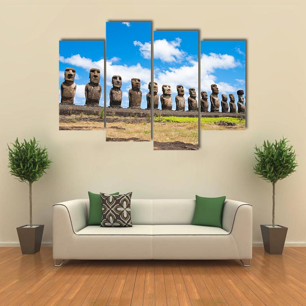 Easter Island In Chile Canvas Wall Art-4 Pop-Gallery Wrap-50" x 32"-Tiaracle