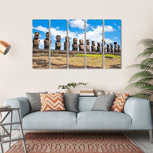 Easter Island In Chile Canvas Wall Art-5 Horizontal-Gallery Wrap-22" x 12"-Tiaracle