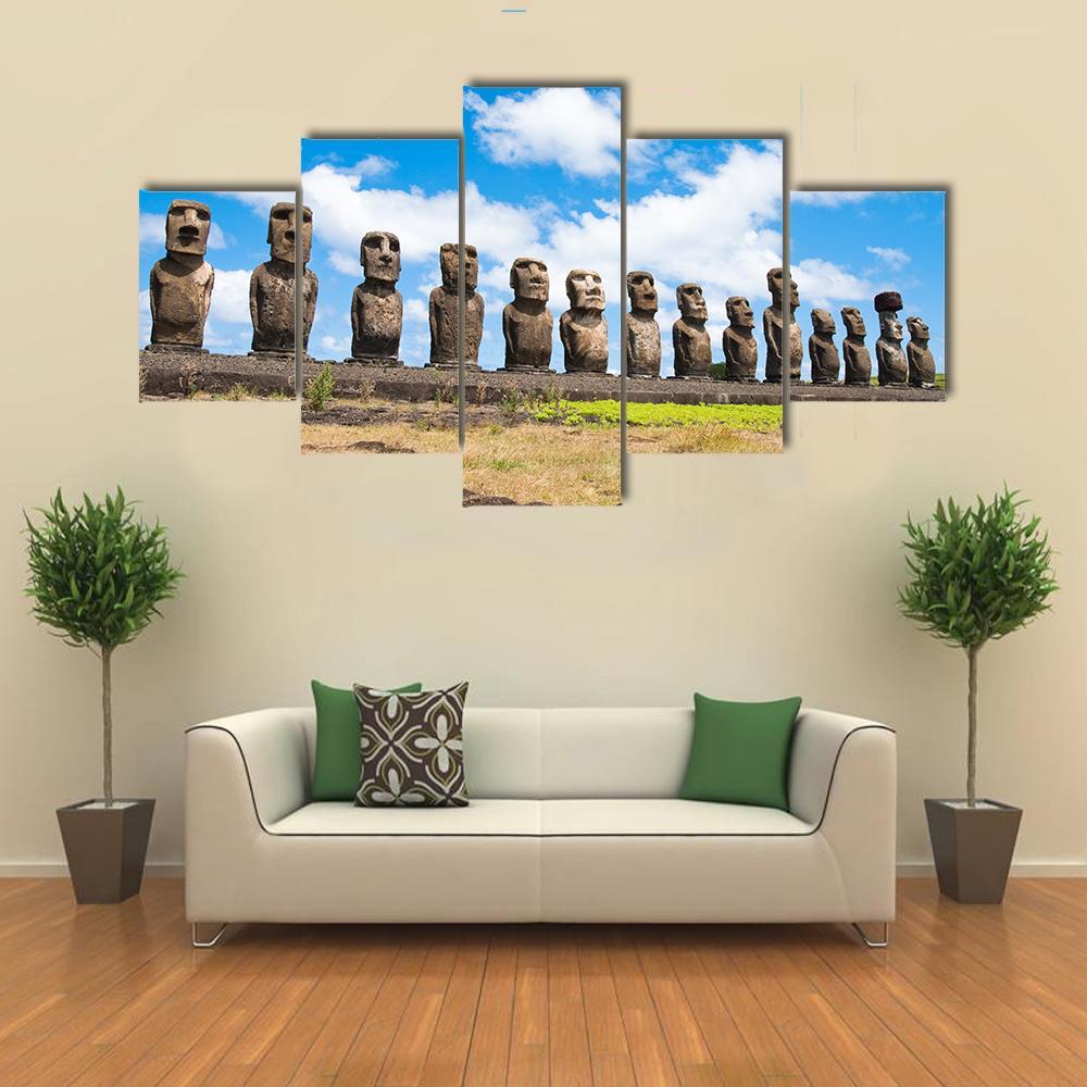 Easter Island In Chile Canvas Wall Art-5 Star-Gallery Wrap-62" x 32"-Tiaracle