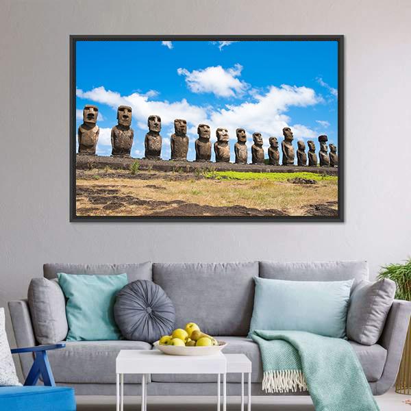 Easter Island In Chile Canvas Wall Art-3 Horizontal-Gallery Wrap-25" x 16"-Tiaracle