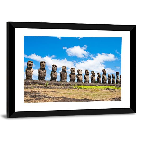 Easter Island In Chile Canvas Wall Art-3 Horizontal-Gallery Wrap-25" x 16"-Tiaracle