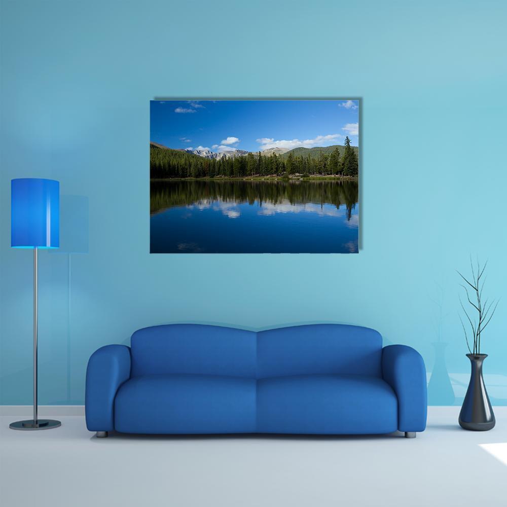 Echo Lake Mountain Canvas Wall Art-1 Piece-Gallery Wrap-48" x 32"-Tiaracle