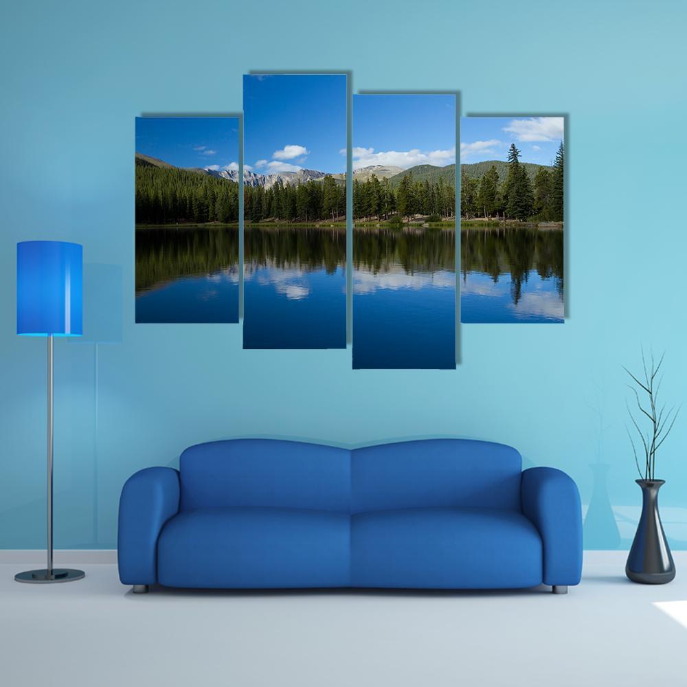 Echo Lake Mountain Canvas Wall Art-4 Pop-Gallery Wrap-50" x 32"-Tiaracle