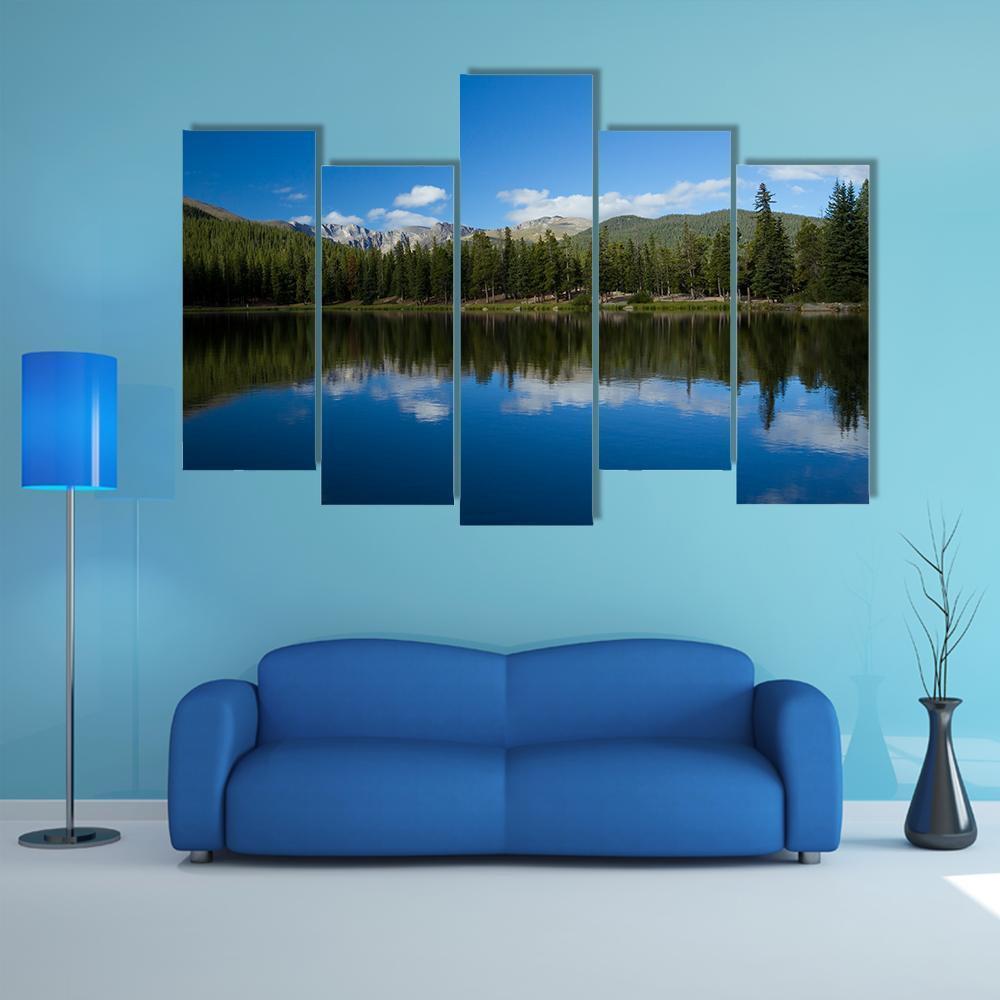 Echo Lake Mountain Canvas Wall Art-5 Pop-Gallery Wrap-47" x 32"-Tiaracle