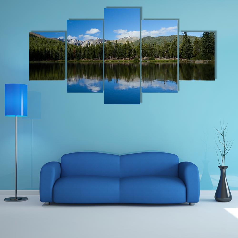 Echo Lake Mountain Canvas Wall Art-5 Star-Gallery Wrap-62" x 32"-Tiaracle