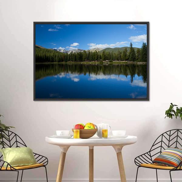 Echo Lake Mountain Canvas Wall Art-1 Piece-Floating Frame-24" x 16"-Tiaracle