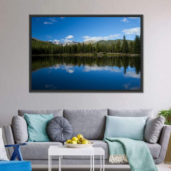 Echo Lake Mountain Canvas Wall Art-3 Horizontal-Gallery Wrap-25" x 16"-Tiaracle