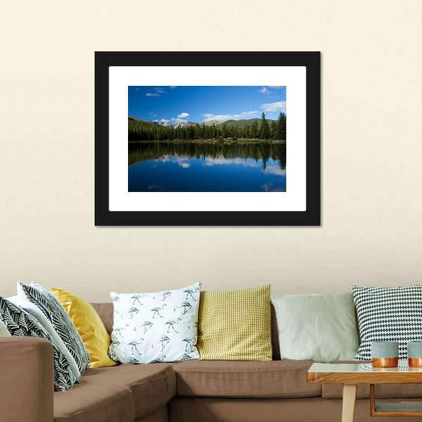 Echo Lake Mountain Canvas Wall Art-1 Piece-Framed Print-20" x 16"-Tiaracle