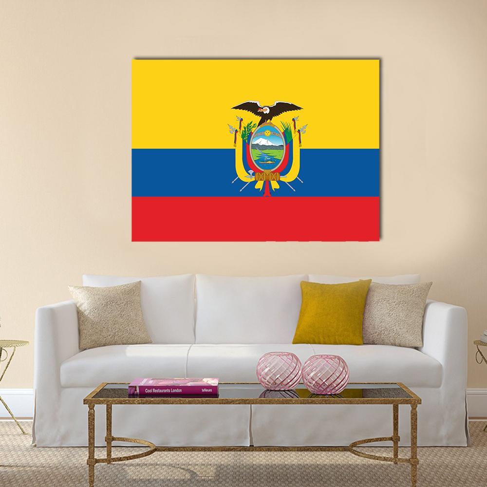 Ecuador Flag Canvas Wall Art-1 Piece-Gallery Wrap-36" x 24"-Tiaracle