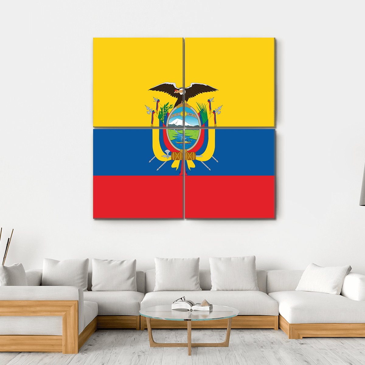 Ecuador Flag Canvas Wall Art-4 Square-Gallery Wrap-17" x 17"-Tiaracle