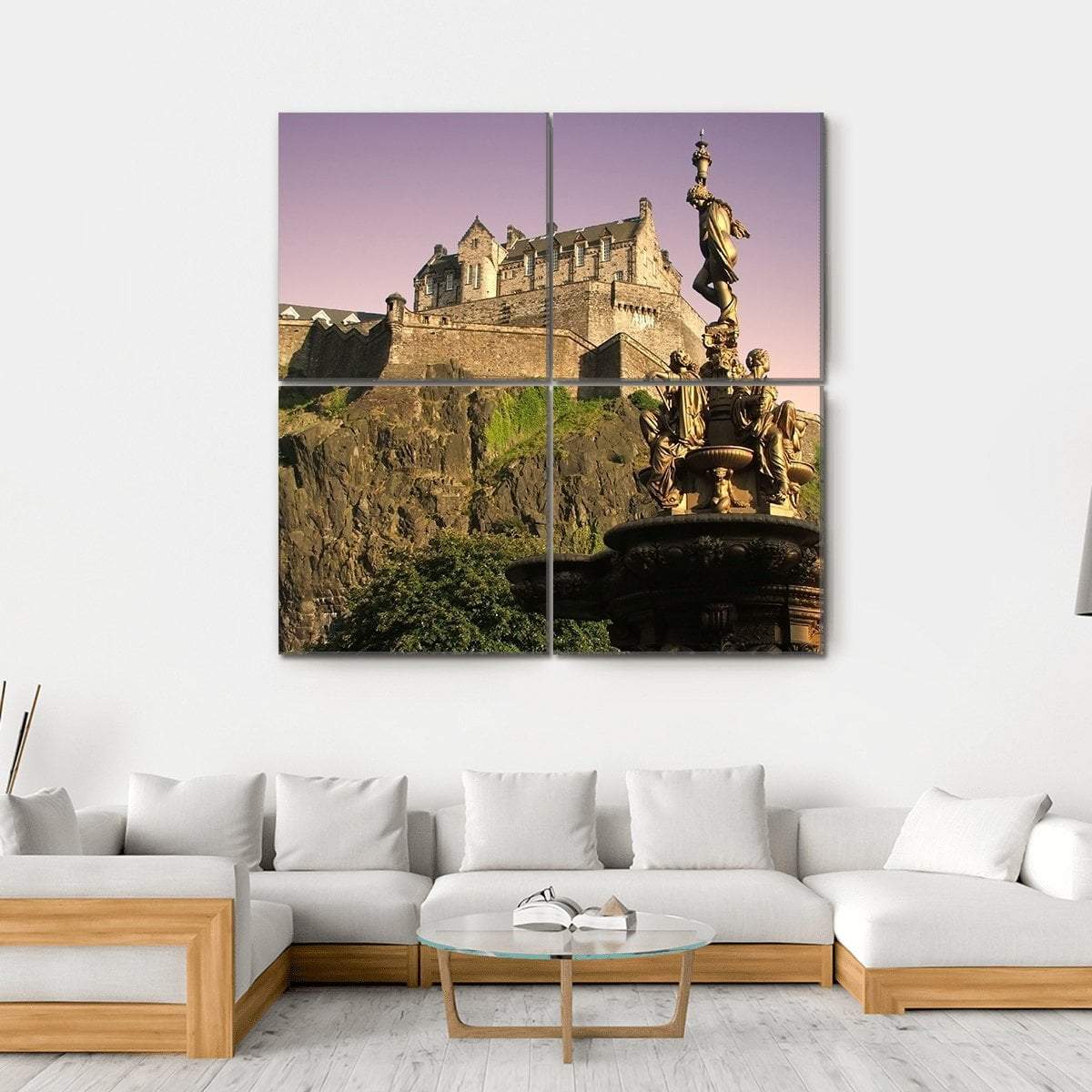 Edinburgh Castle At Dusk Canvas Wall Art-4 Square-Gallery Wrap-17" x 17"-Tiaracle