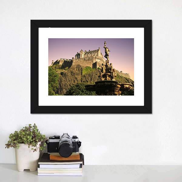 Edinburgh Castle At Dusk Canvas Wall Art-3 Horizontal-Gallery Wrap-25" x 16"-Tiaracle