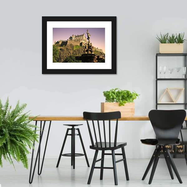Edinburgh Castle At Dusk Canvas Wall Art-3 Horizontal-Gallery Wrap-25" x 16"-Tiaracle
